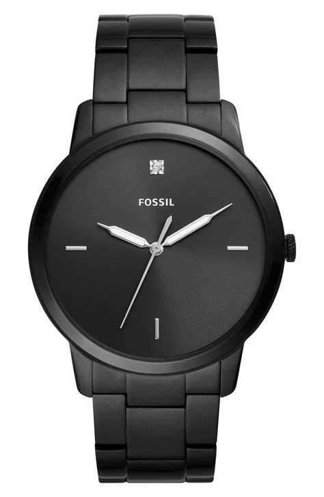 fossil black minimalist watch